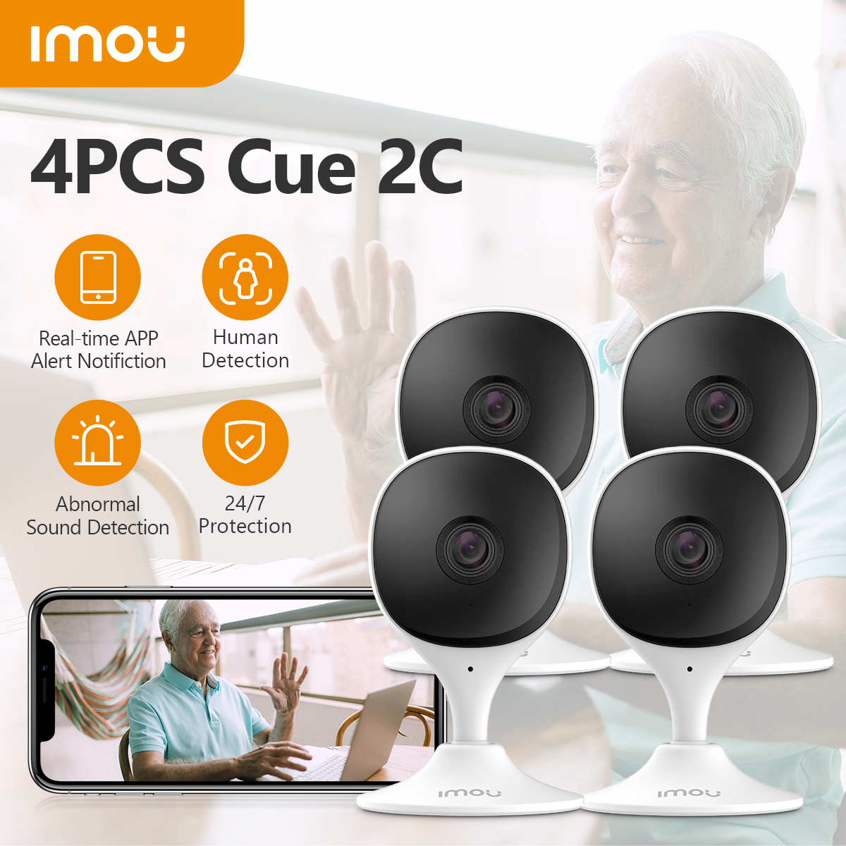 4 Uds IMOU cámara de seguridad interior protección del hogar Wi-Fi IP vigilancia de seguridad sistema inteligente con visión nocturna cámara de bebé
