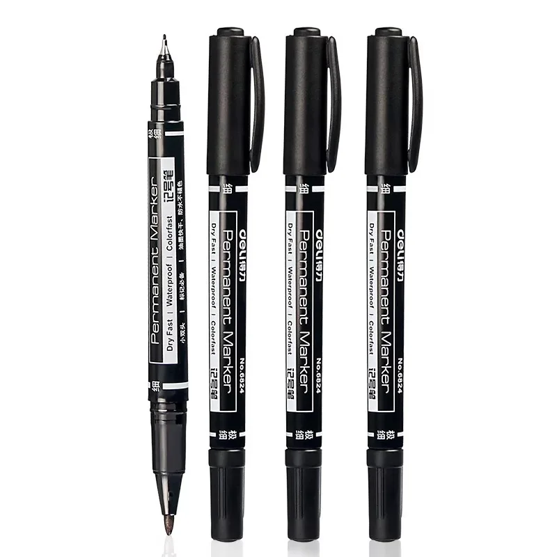 1/3 ชิ้น/เซ็ตTwin Tipเครื่องหมายถาวร,Fine Point, (สีดํา,สีฟ้า,สีแดง) หมึก, 0.5 มม.-1 มม.กระดาษCDแก้วผ้าสีเครื่องหมาย
