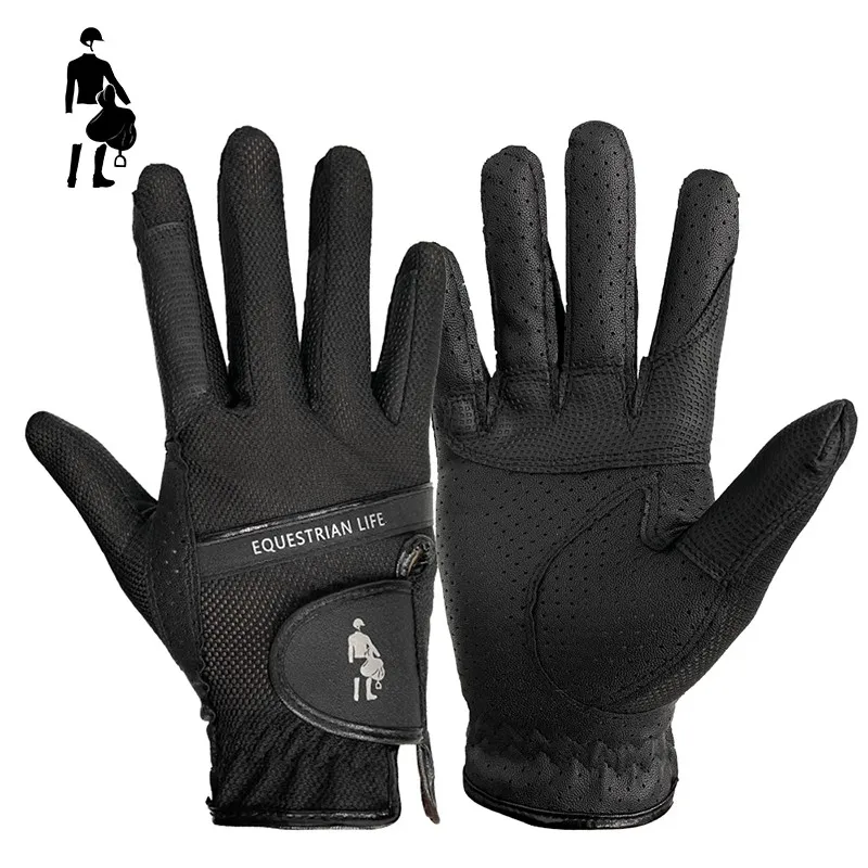 Guantes deportivos ecuestres, guantes de malla elástica, antideslizantes, transpirables, resistentes al desgaste, equipo para ciclista