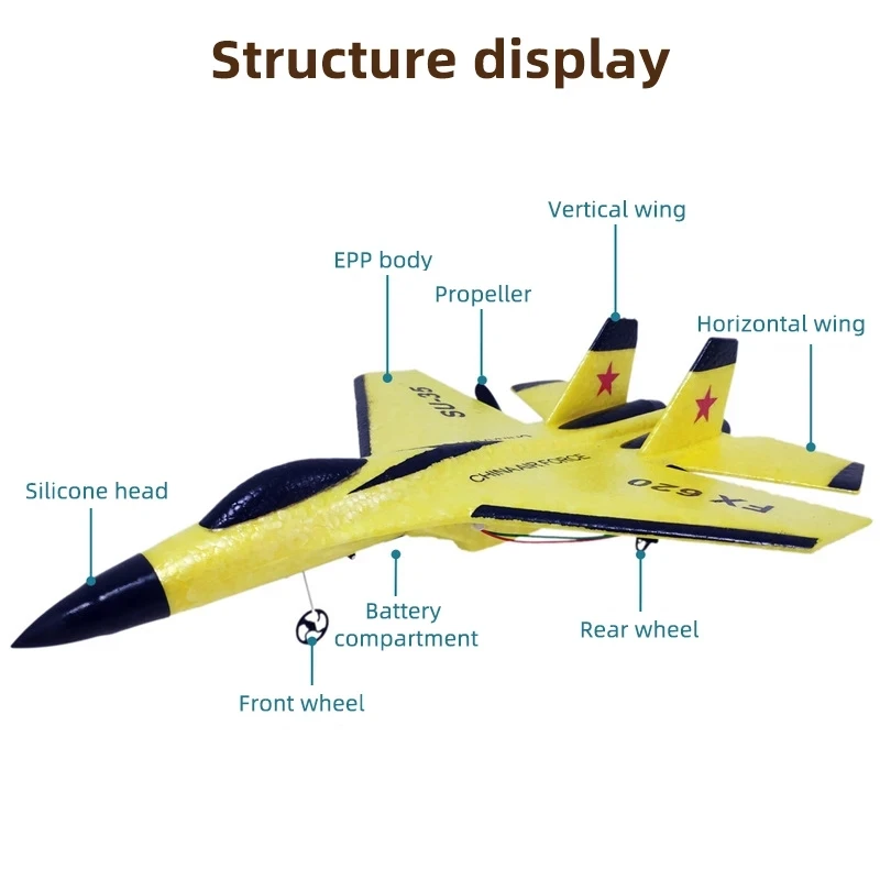 Su35 rc avião fx620 fx820 2.4g controle remoto modelo voador planador avião com luzes led aeronaves brinquedos de espuma para crianças presentes