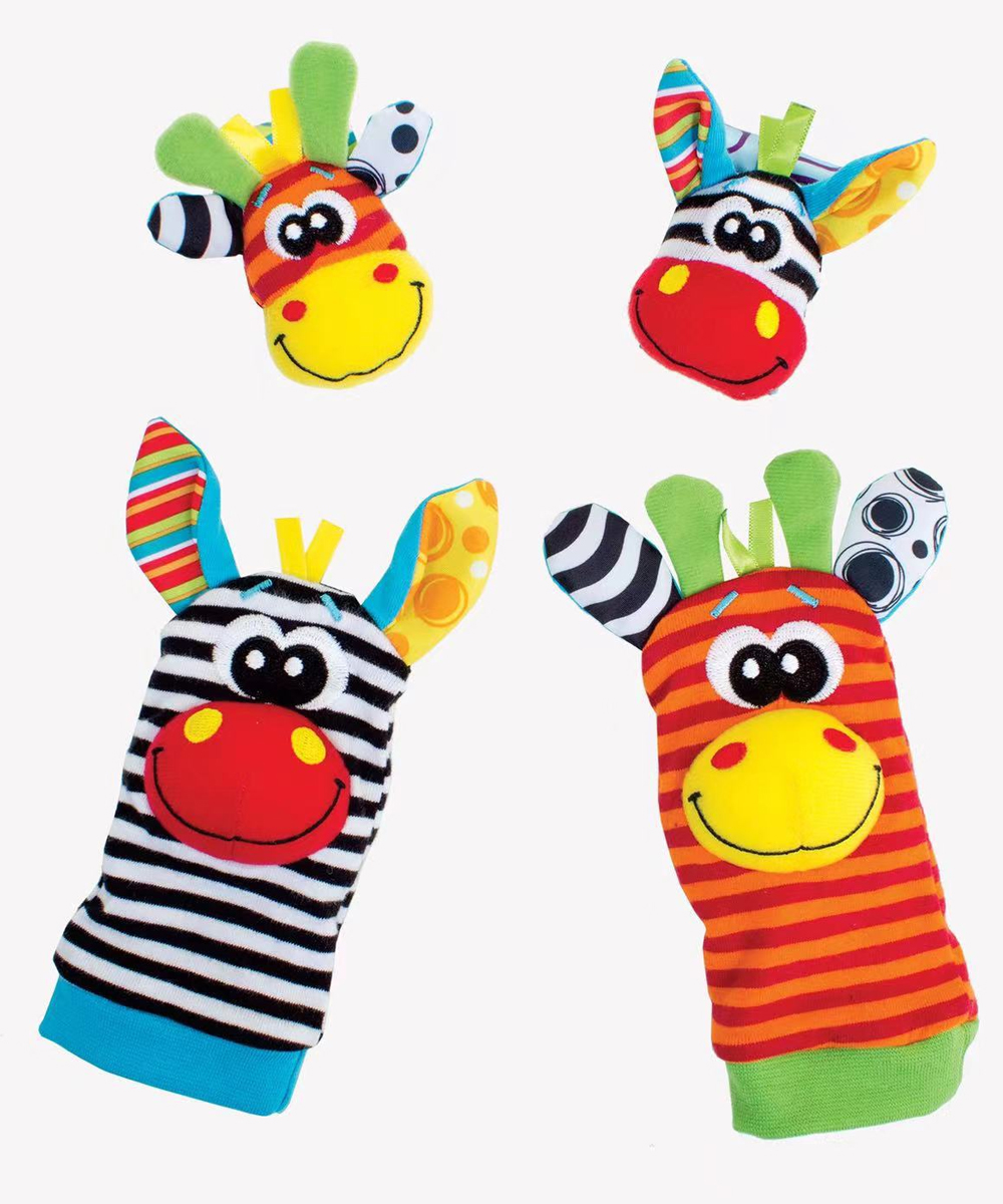 0-12 mesi Sonagli per bambini Giocattoli Calzini per animali Cinturino da polso + Sonaglio Calzini per piedi per bambini Bug Cinturino da polso Calzini per bambini Ciuccio Giocattoli