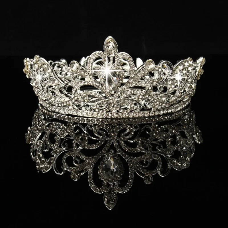 Bruiloft Kroon Goud Zilveren Kleur Strass Crystal Diadeem Koningin Kroon Prinses Tiara 'S Bruids Haar Sieraden Partij Haar Accessoires