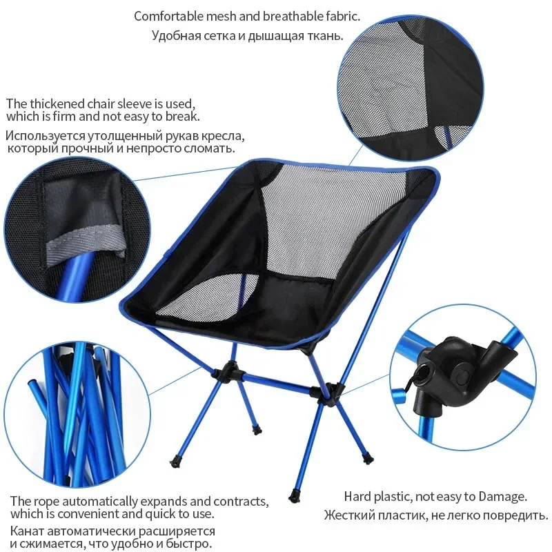 Sedia pieghevole portatile da esterno Sedie da spiaggia per barbecue Viaggi Spiaggia Escursionismo Sedile da picnic Facile da trasportare Conveniente