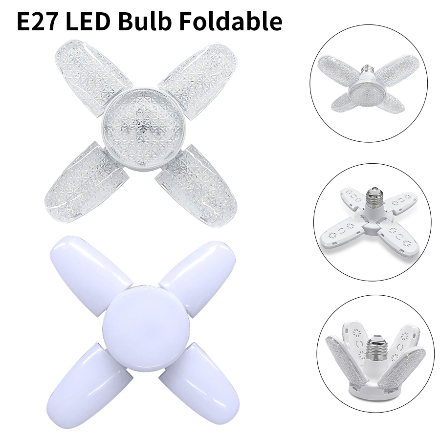 Faltbare E27-LED-Glühbirne, AC 85–265 V, 220 V, Fächerform, LED-Birne, Deckenleuchte, Lampada für Zuhause, Wohnzimmer, Lager, Garage