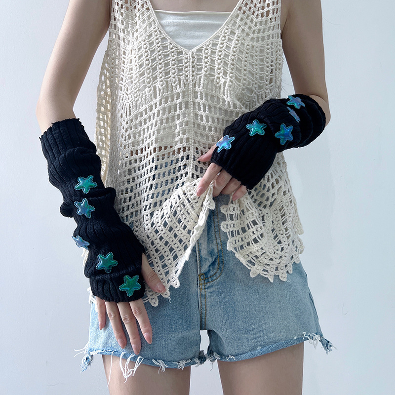 Estrella creativa de manga larga para mujer y niña, accesorios coreanos Y2K Jk Lolita, sobrecamisa cálida, calentador de brazos sólido, Otoño e Invierno