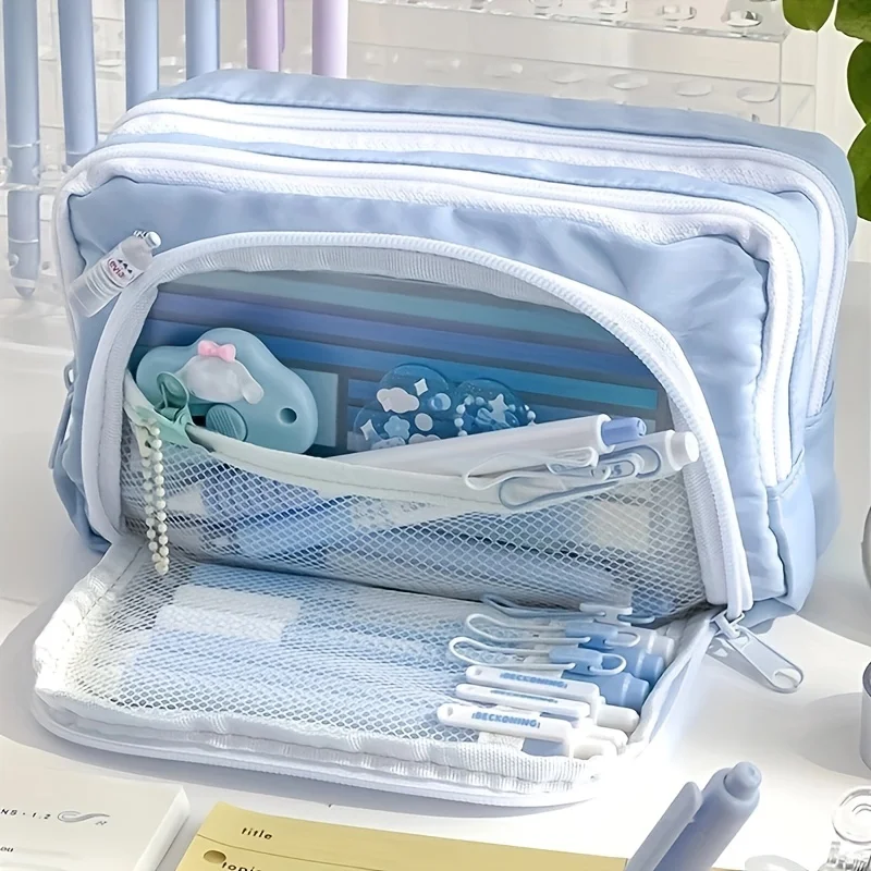 Astuccio per matite estetico di grande capacità Astuccio per la scuola Portapenne Cancelleria carina Astuccio per matite con cerniera stile semplice Materiale scolastico