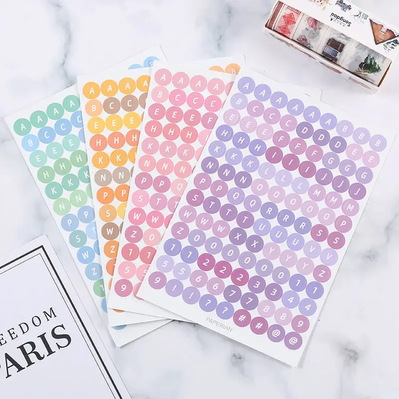4 Tấm Bảng Chữ Cái Miếng Dán Kawaii Đồ Văn Phòng Phẩm Miếng Dán DIY Thêu Sò Lập Kế Hoạch Xách Tay Tạp Chí Trang Trí Vật Dụng Văn Phòng