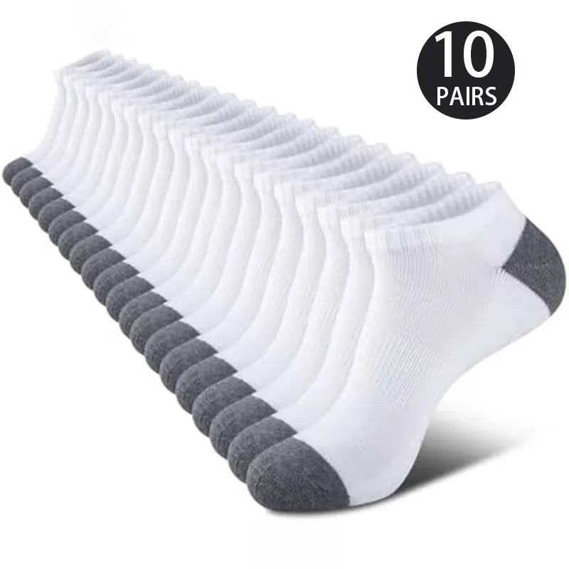 10 pares de calcetines cómodos y transpirables que absorben el sudor a prueba de olores calcetines de Color sólido de corte bajo adecuados para actividades al aire libre