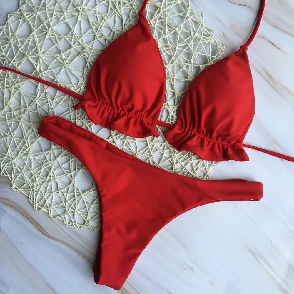 2024 été brésilien Bikini ensemble femmes Sexy à lacets pansement push-up maillots de bain haut string ensemble maillot de bain maillot de bain maillots de bain