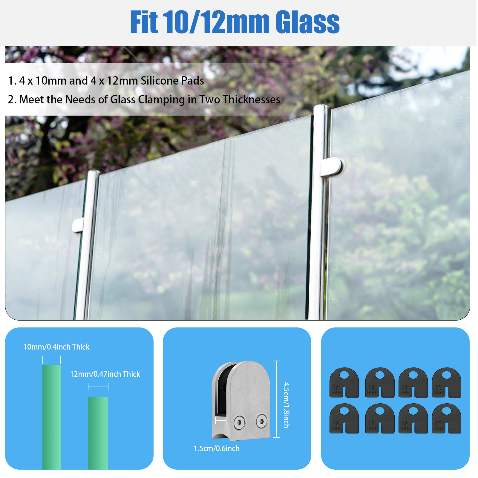 304 Stainless Steel Glass Balustrade Postsfor 6-17mm Toughened Balustrade Posts Balustrades and Handrails Garden Stairs Post