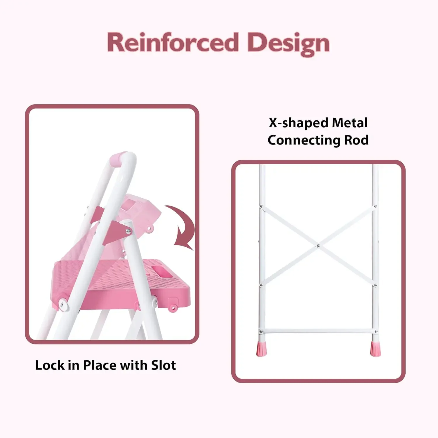 （Free shipping）   Ladder with Non-Slip and Wide Pedal, Small Ladder with Handle, Sturdy Steel Ladder, Lightweight and Porta