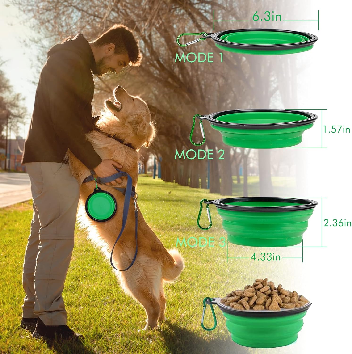 Ciotola per cani pieghevole TPR |   Piatto d'acqua pieghevole per alimenti per animali domestici |   Flessibile, senza BPA e portatile per i viaggi