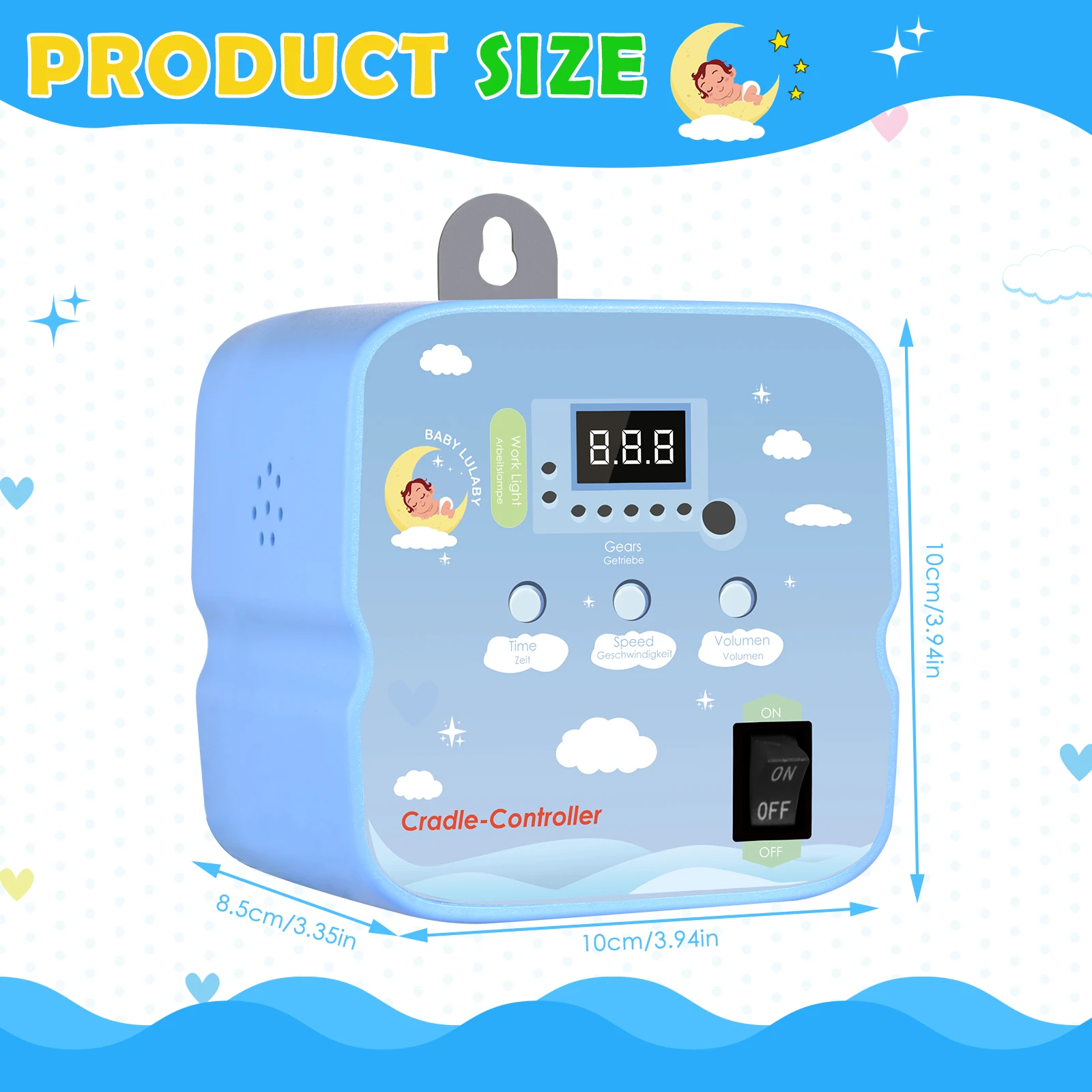 Electric Baby Swing Controller, 2-Piece Spring and Remote Control, Motor Spring Cradle, Adjustable Timer, Up to 20kg