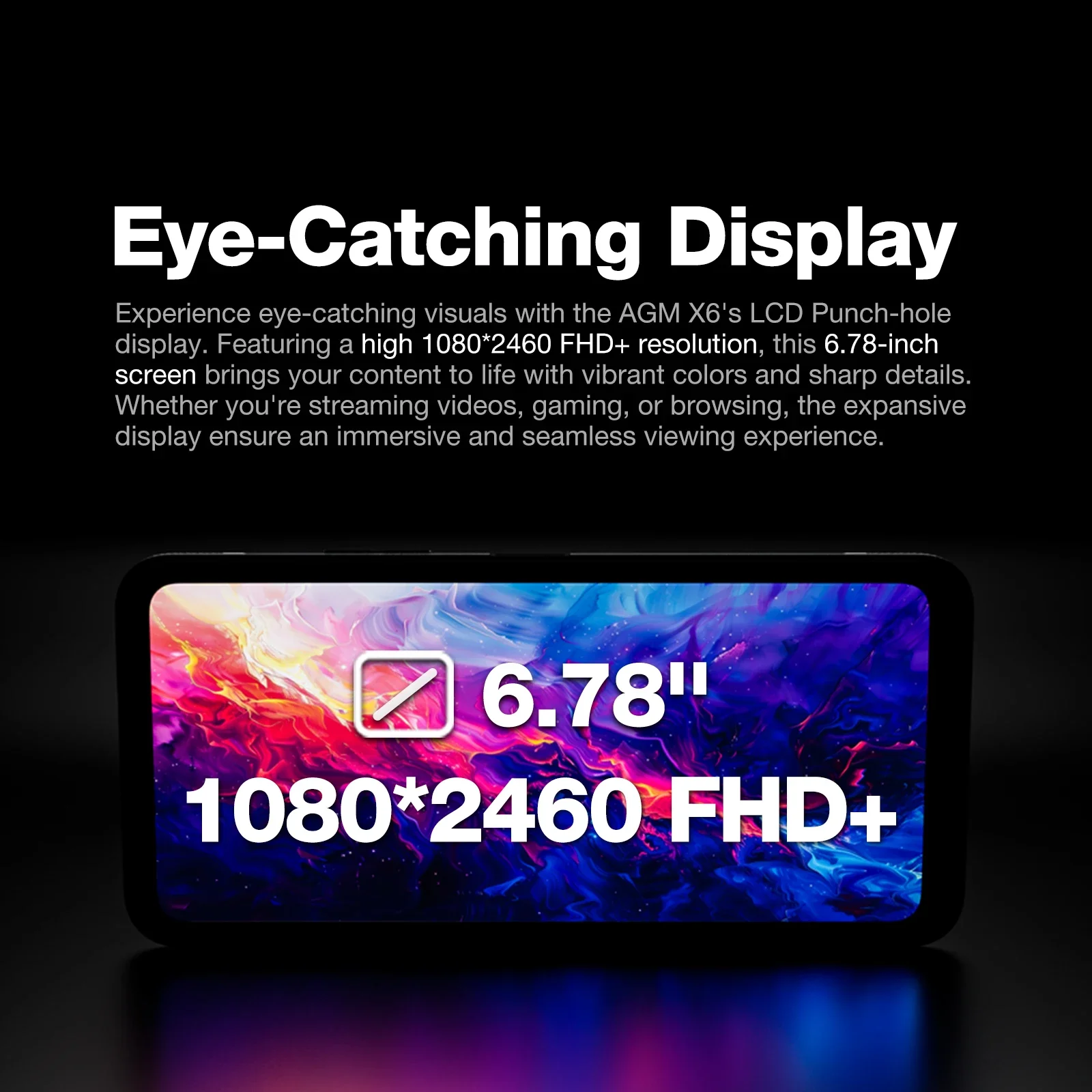 Smartphone AGM X6 5G 6,78” FHD+, Cámara impermeable de 50MP 5000mAh, 8GB+128GB, Android 14, Control de temperatura, NFC, Doble SIM