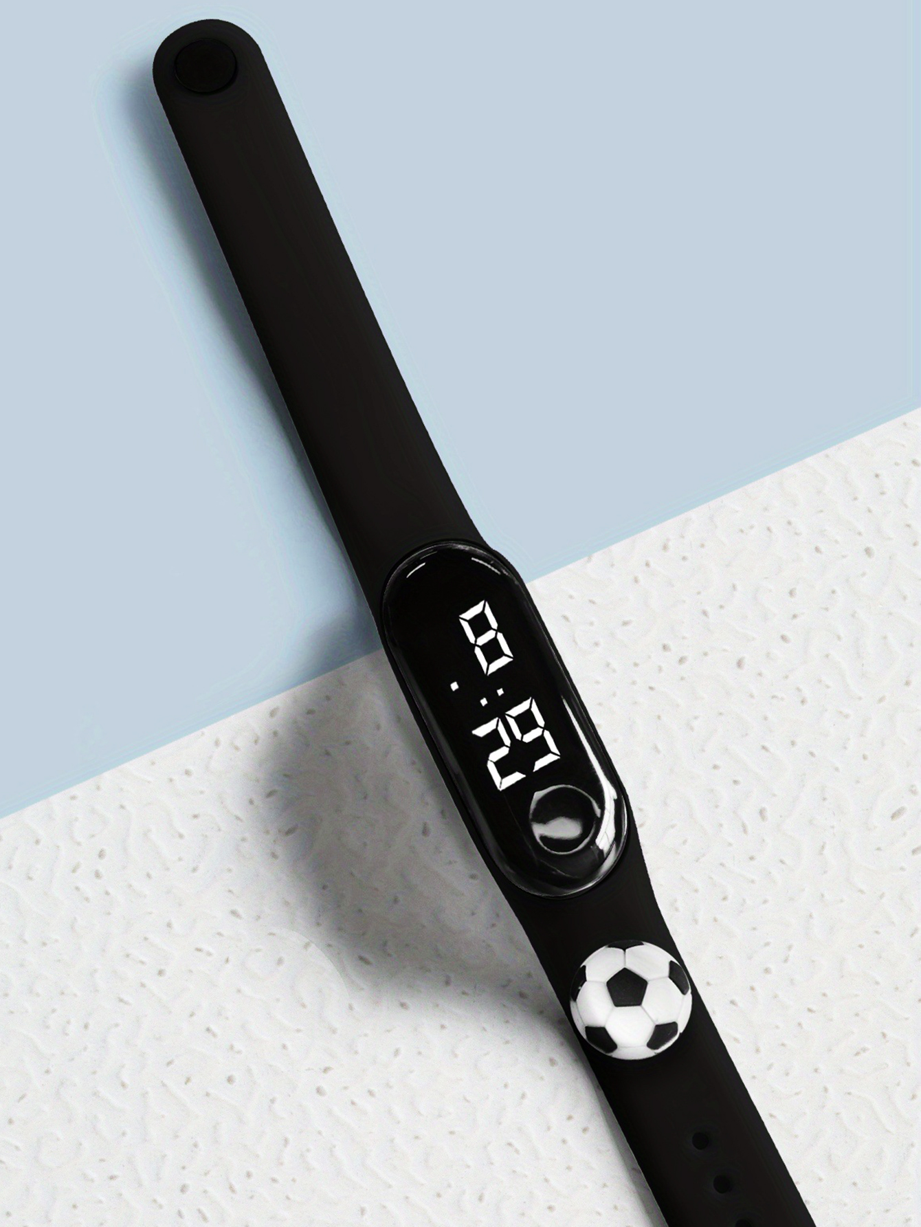 Lazer esportes vento retangular oval silicone relógio eletrônico com pulseira de couro futebol euro conjunto presente