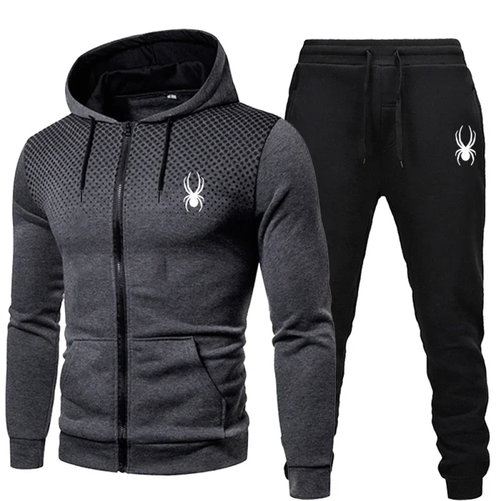 2025 popular duas peças roupas esportivas masculinas jogging terno moletom com capuz moletom com zíper roupas de outono e inverno
