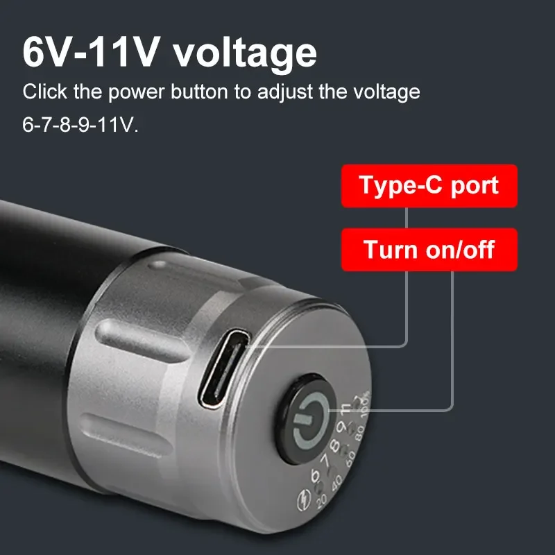 ミニワイヤレス電源ロケットロータリータトゥーマシンペン RCA コネクタタイプ C 充電式ポータブルタトゥーバッテリーパック