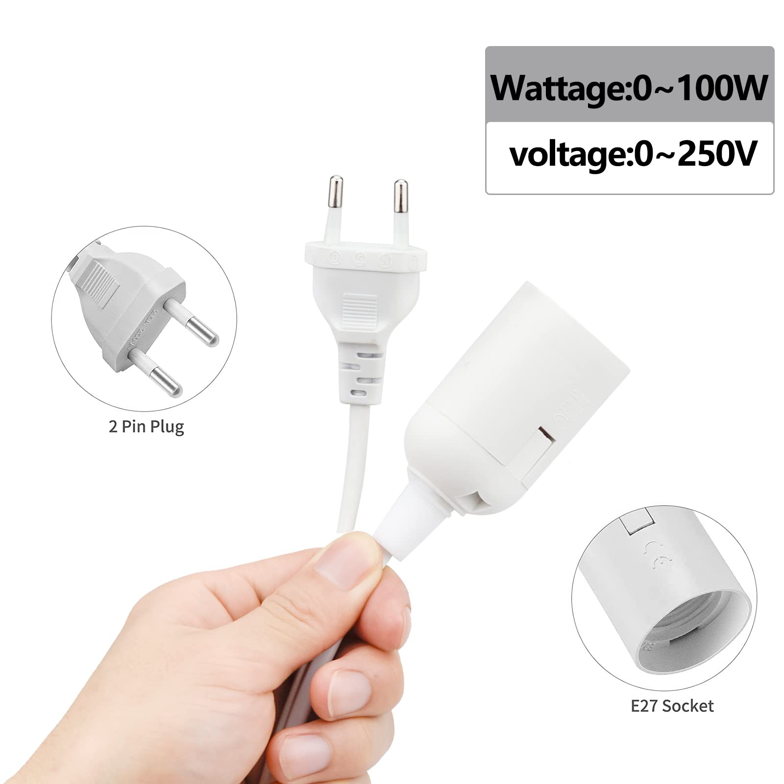 EU Plug 3.5m 6m Power Cord Cables E27 Lamp Base Holder With Switch Wire For Pendant Led Bulbs Fixture Hanglamp Suspension Socket