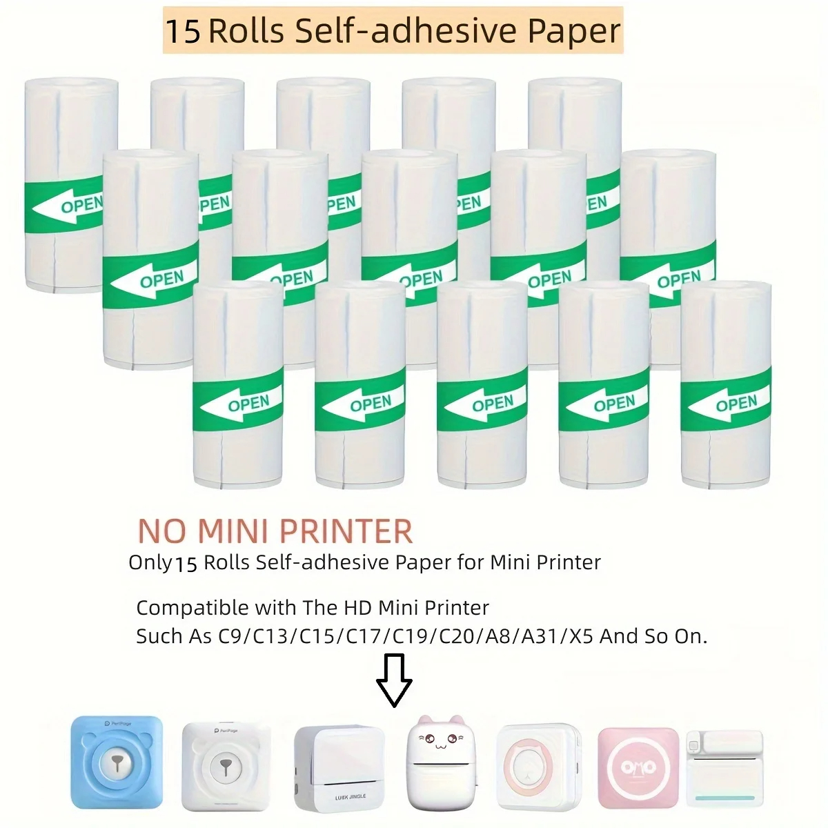 Papel térmico MINI impresión autoadhesiva etiqueta adhesiva para Mini impresoras máquina de Pose pegatinas de cámara para niños rollos de 57mm de ancho