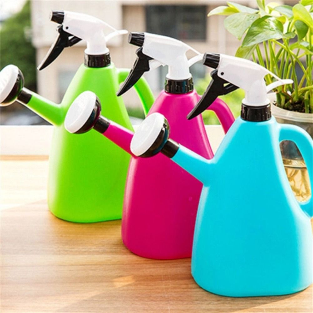 Regadera de plástico para plantas de jardín, suministros de jardinería, pulverizador de presión ajustable, hervidor de agua para interior, pulverizador de flores para el hogar, 1L