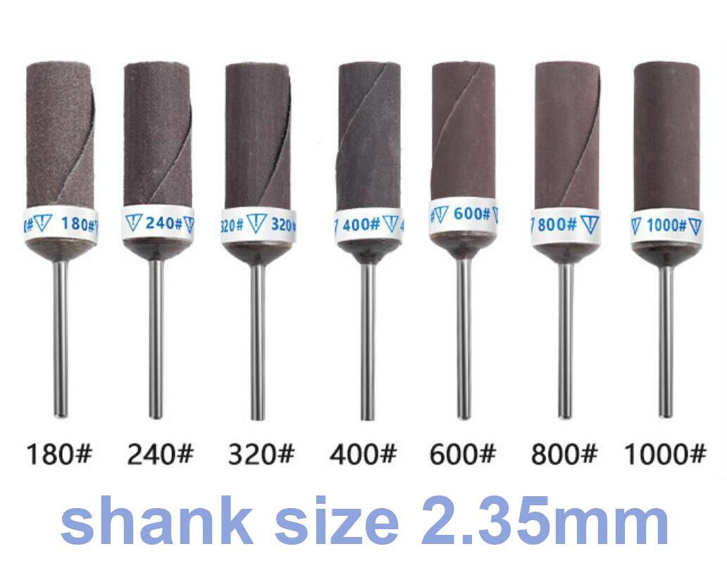 7pcs Fullsize 80-1000grit ทรายกระดาษบาร์ 2.35/3mm Shank กระบอกกระดาษทราย Rod หัวบดสําหรับเครื่องประดับทําเครื่องมือโรตารี่