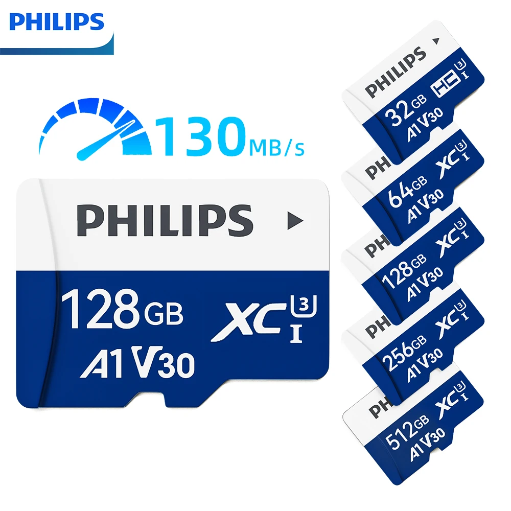 การ์ดหน่วยความจํา PHILIPS 512GB 256GB 128GB 64GB 32GB U3 V30 4K Full HD Micro TF Mini SD การ์ด TF หน่วยความจําแฟลชการ์ดสําหรับโทรศัพท์/คอมพิวเตอร์