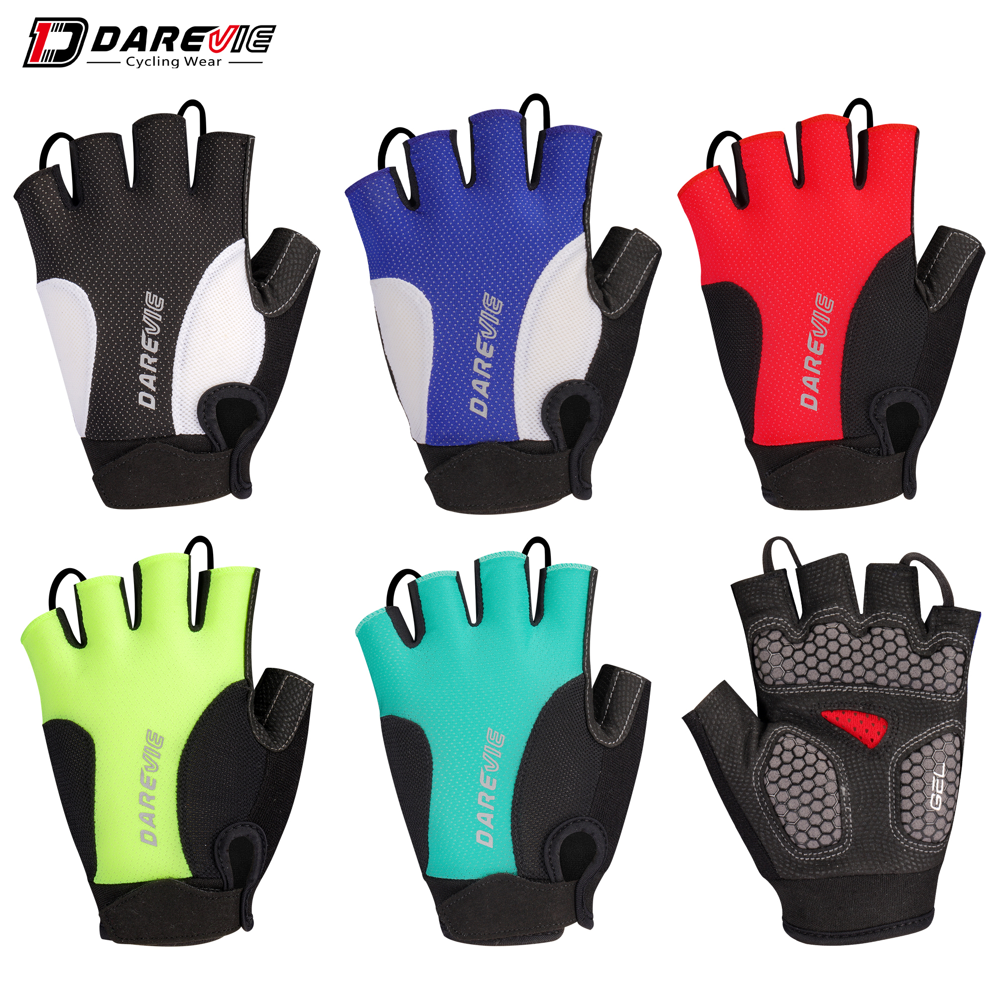 Guantes de ciclismo DAREVIE, espuma de GEL, 60 kg/m3, guantes de ciclismo a prueba de golpes, medio dedo para hombres y mujeres, guantes biónicos ergonómicos para MTB, equipo profesional