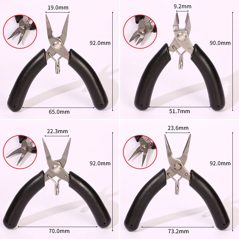 Alicates de herramientas de joyería antideslizantes con mango de acero inoxidable, alicates de punta afilados hechos a mano para hacer joyería DIY, accesorios de reparación