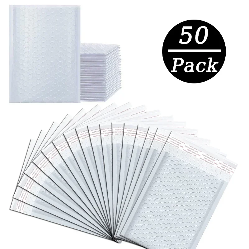 Sobres de burbujas blancos, sobres acolchados de polietileno autosellados, sobres de envío impermeables, sobres de burbujas para embalaje de correo