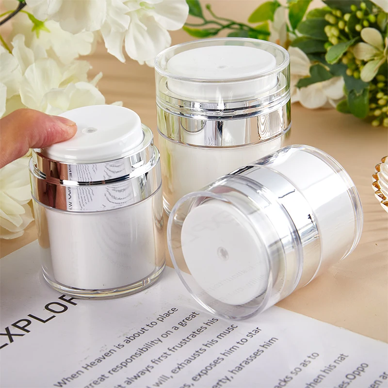 15/30/50ml 디스펜스 병 진공 디자인 크림 병 리필 가능 프레스 유형 모이스처 라이저 펌프 디스펜서 에어리스 펌프 용기