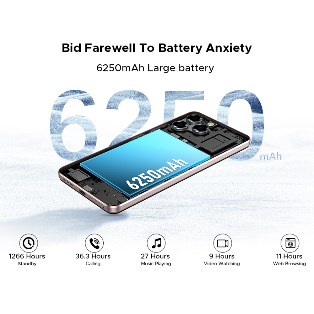 Versão global doogee note58 pro smartphone 6.75 "hd + display 8gb ram 256gb rom 6250mah bateria grande nfc android 15 celular