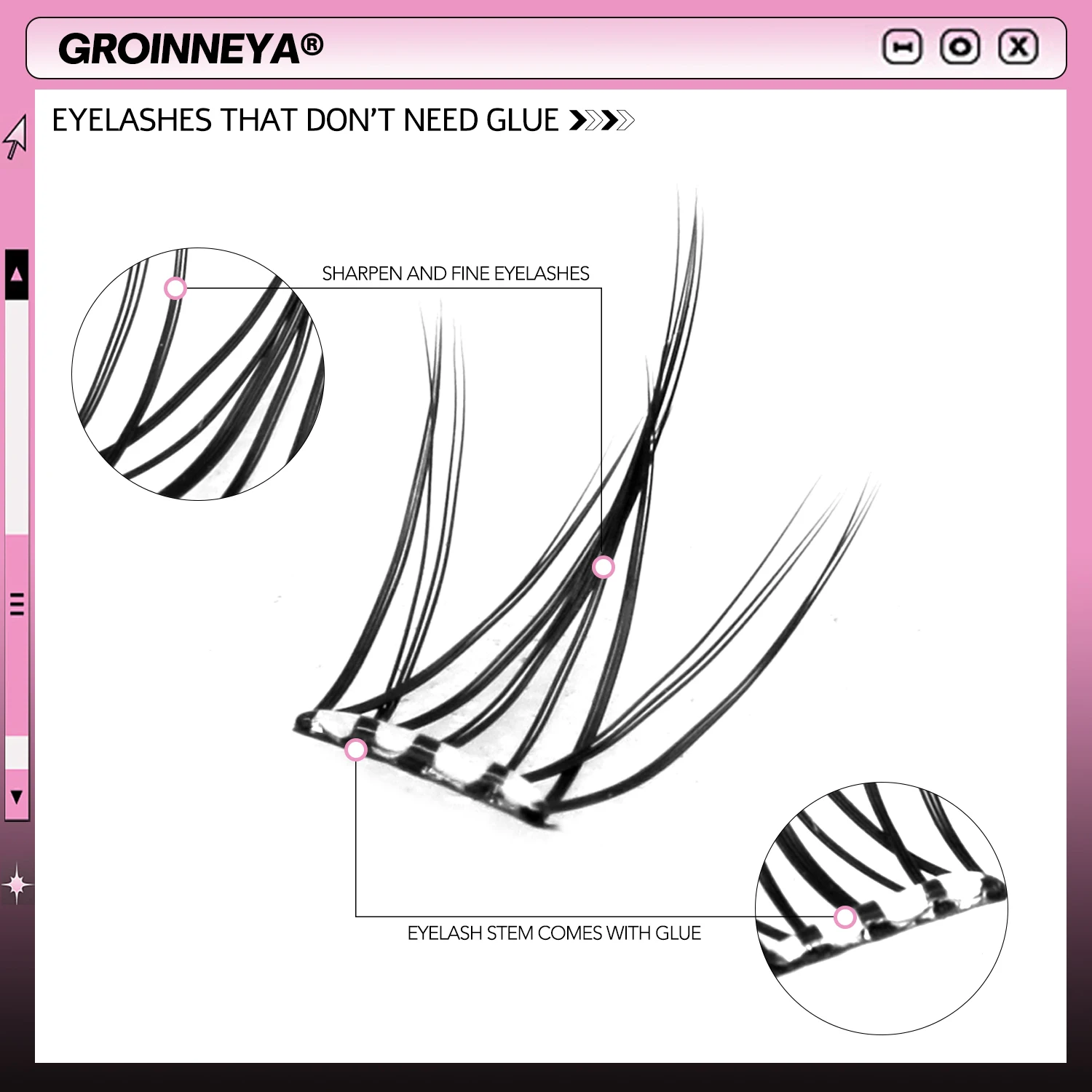 GROINNEYA 자체 접착 DIY 래쉬 확장 키트 래쉬 클러스터 접착제가 필요 없는 DIY 래쉬 확장 사전 접착 클러스터 래쉬