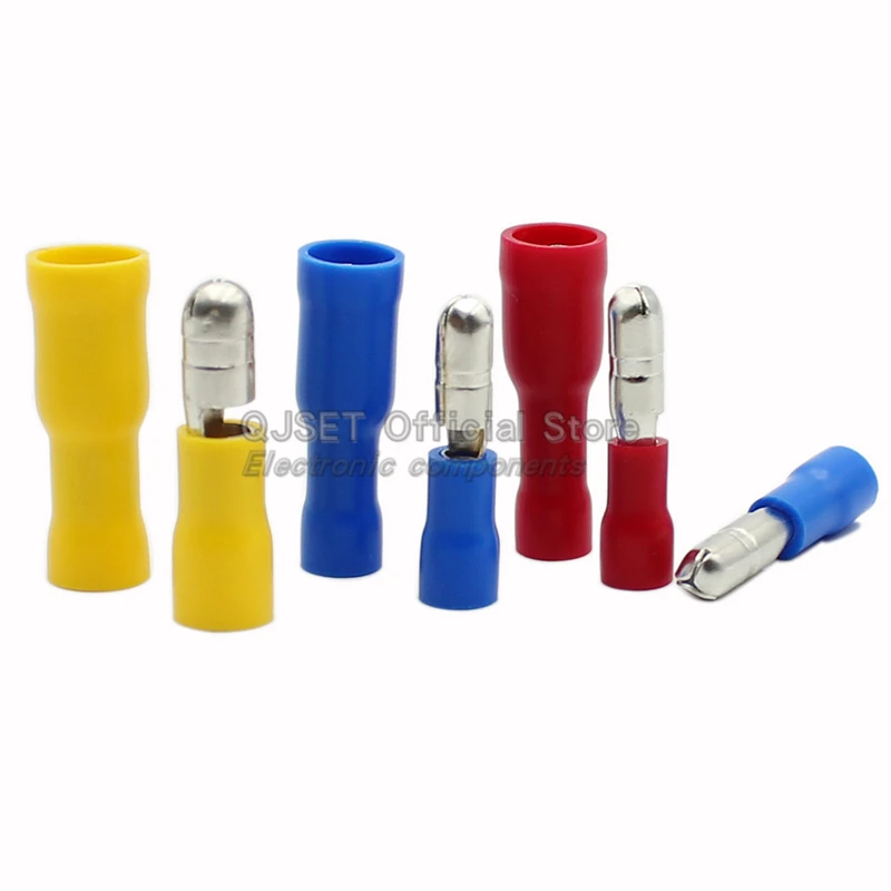 100pcs Male-Female Docking FRD/MPD1.25-156 Wire Connector Cold Crimp Terminal Docking Tip Bullet Set/Audio Cable Crimp Connector