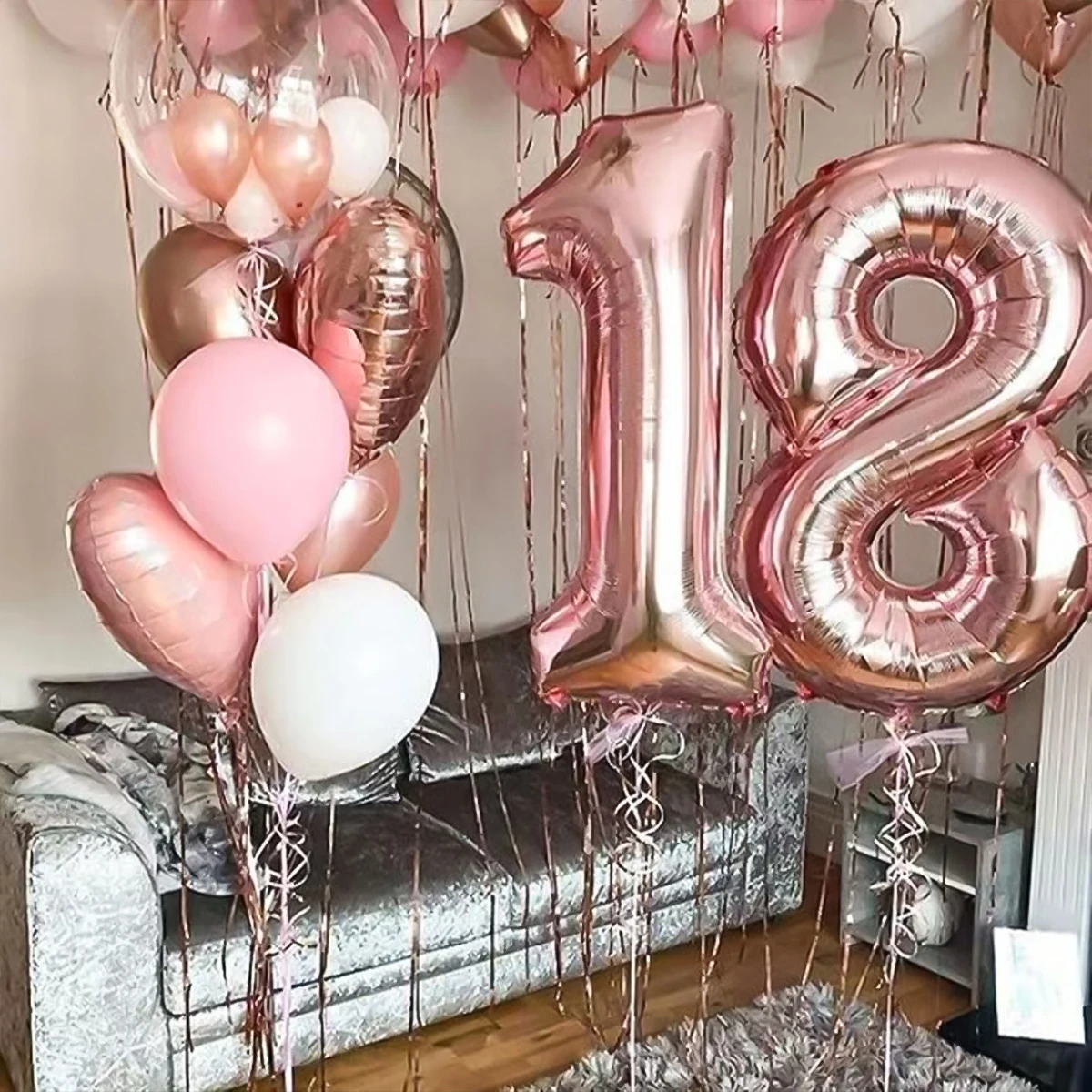 32 인치 번호 알루미늄 호일 풍선 로즈 골드 번호 0-9 풍선 생일 웨딩 장식 파티 용품