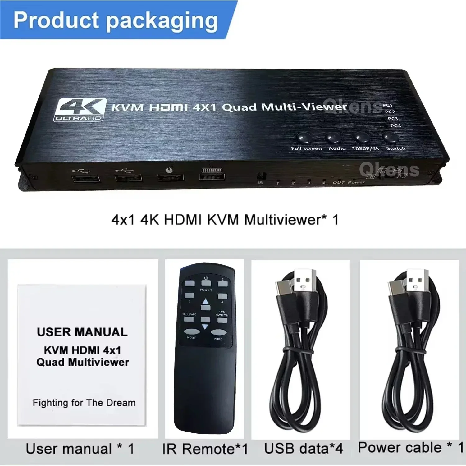Мультипровер HDMI 1080p 4K 4x1 KVM HDMI Quad Multiviewer 4 В 1 Выход Бесшовный переключатель Поддержка 4 портативных ПК Поделиться мыши и клавиатуры
