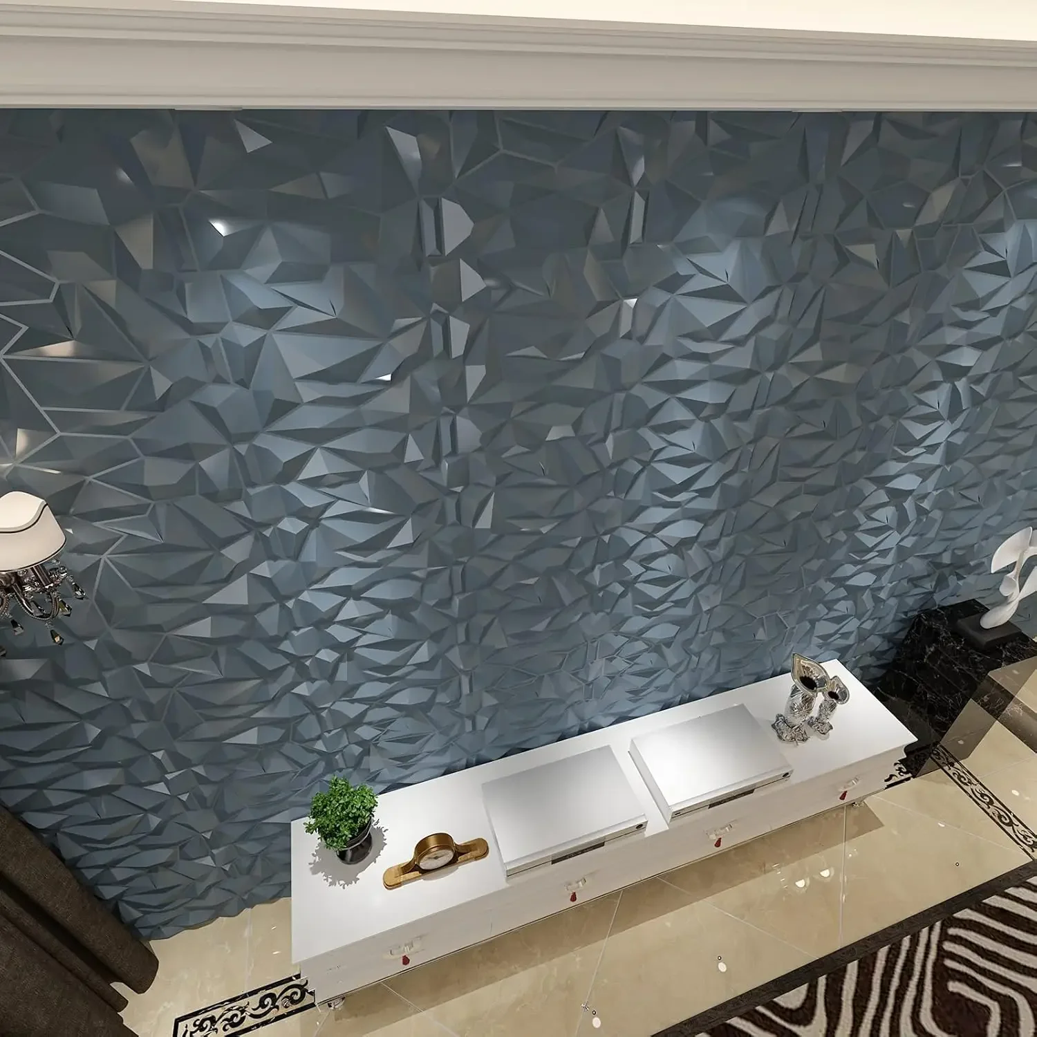 (Envío gratis) pared de PVC con diamante 3D dentado a juego, negro mate, para decoración interior residencial y comercial