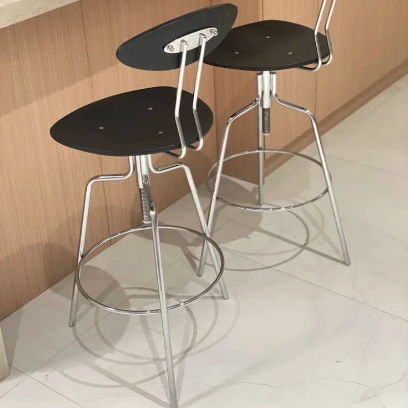New Nordic Swivel Bar Chair  with Footrest  Adjustable Height Counter Chair Retro Industrial Bar Furniture Comfortable Bar Stool