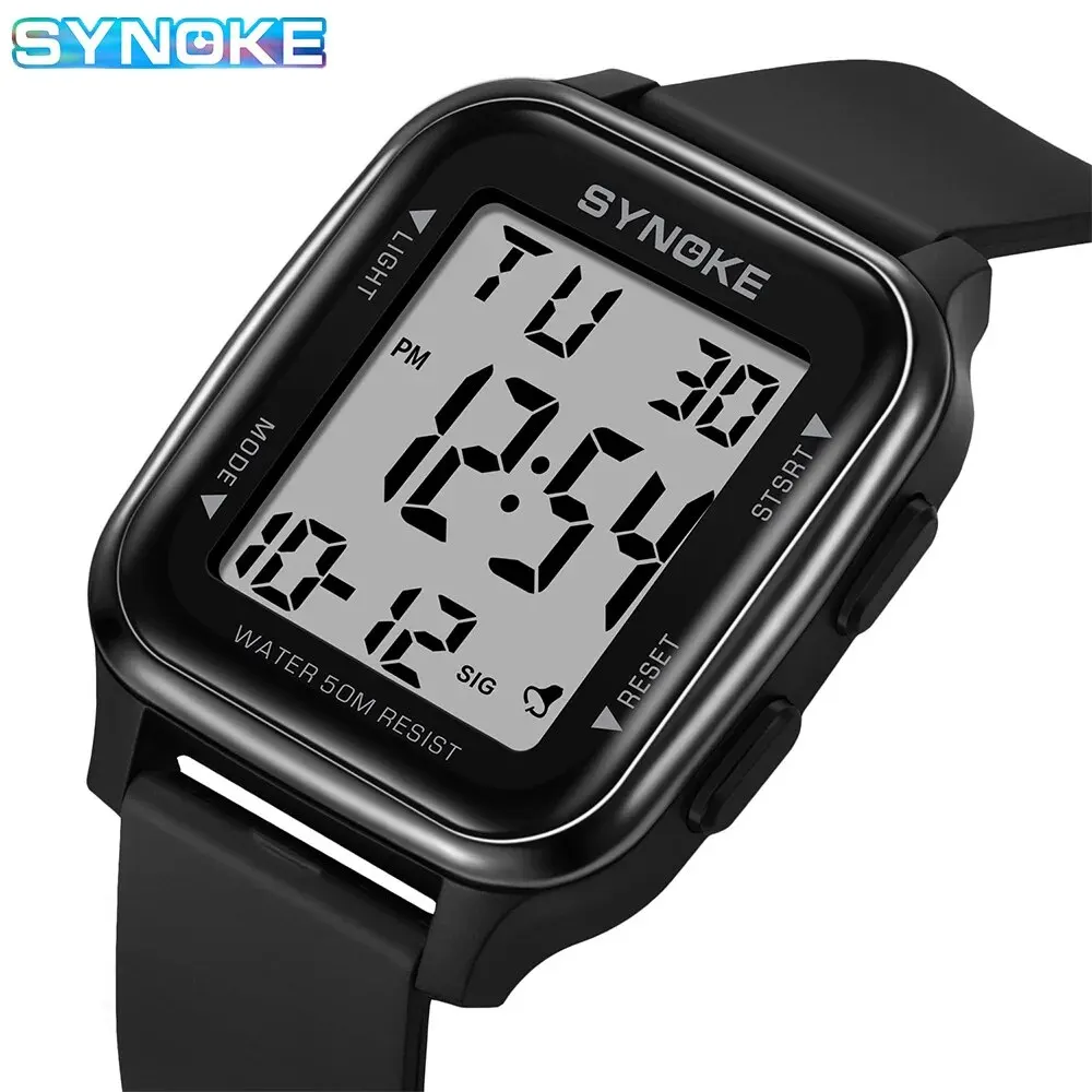 Synoke นาฬิกาดิจิตอลทหารกลางแจ้ง, ใหม่สำหรับผู้ชายแฟชั่นย้อนยุคนาฬิกากีฬากันน้ำนาฬิกาผู้ชายมัลติฟังก์ชั่เรืองแสง