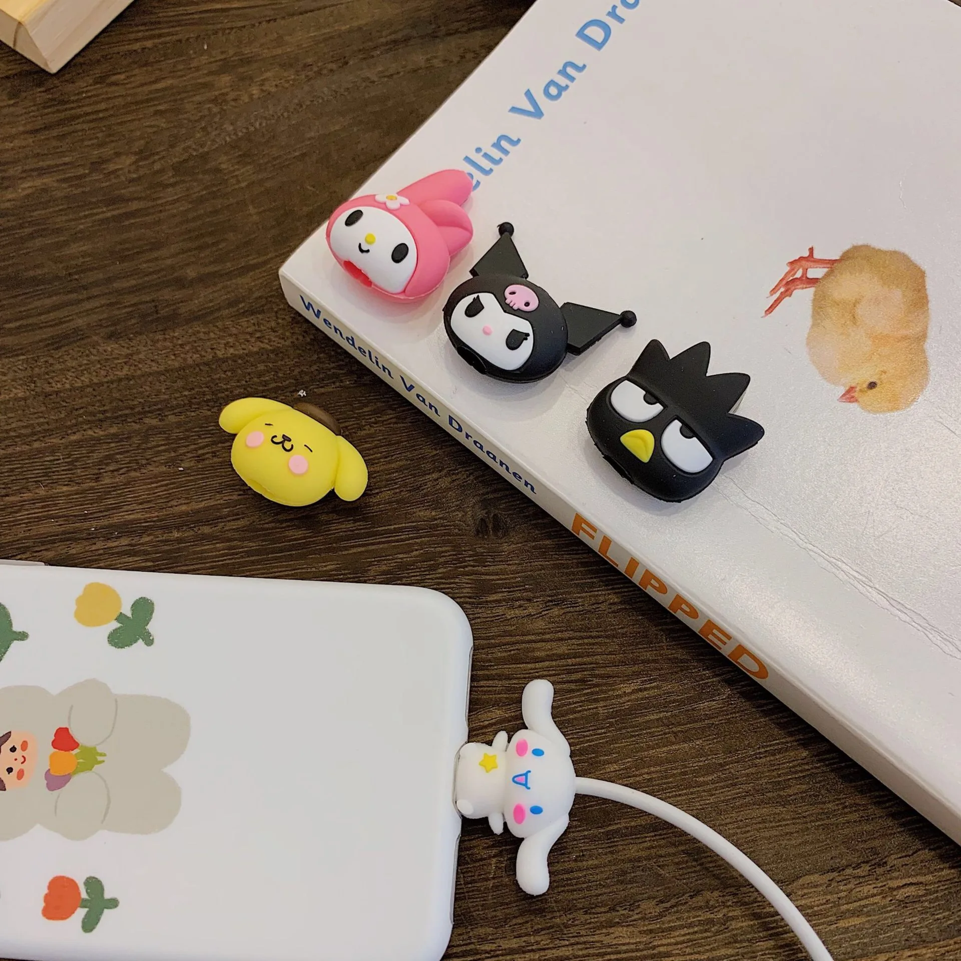 Cartoon Sanrio Cable Protector Bites Wire Organizer Winder Saver For USB Charging Cable Data Line Earphones Cord Protector Cover