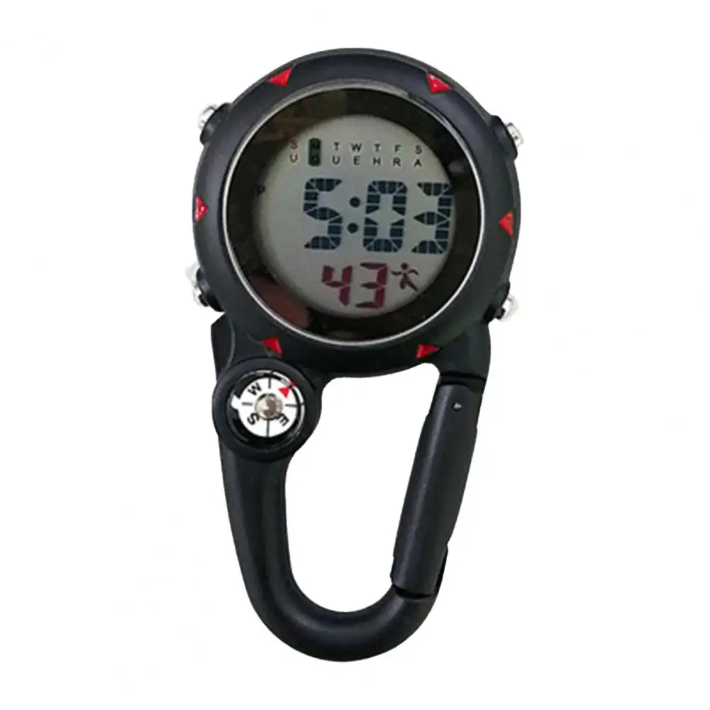 Digital Carabiner นาฬิกา Luminous Anti-Scratch กระเป๋าเป้สะพายหลังที่แม่นยําเข็มขัดนาฬิกาสําหรับกีฬากลางแจ้งนาฬิกานาฬิกาผู้ชาย