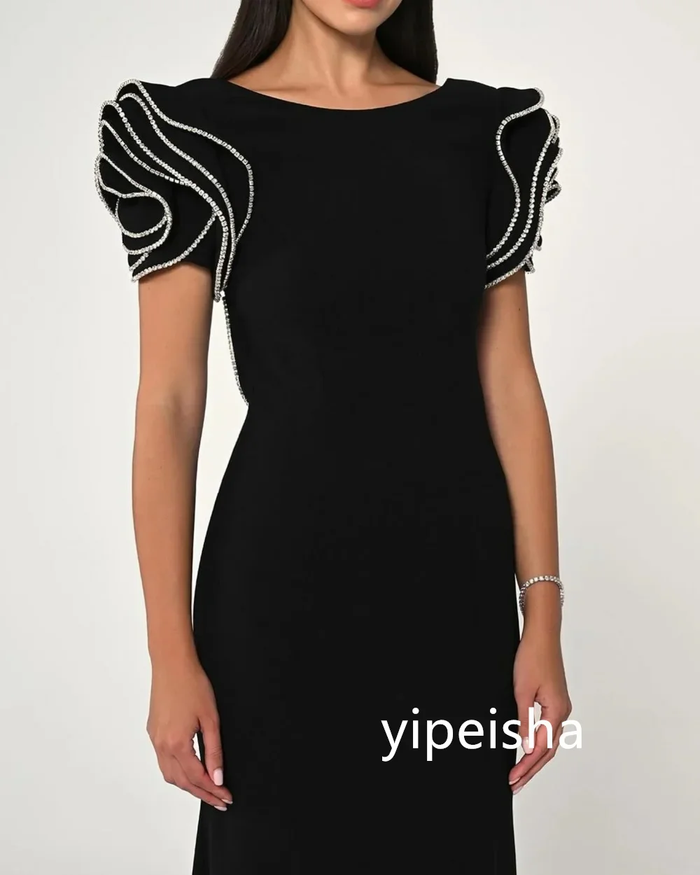 Personalizado clássico jérsei trompete o-pescoço vestidos longos vestidos de baile requintado estilo moderno pastrol unisex estilo chinês formal ca