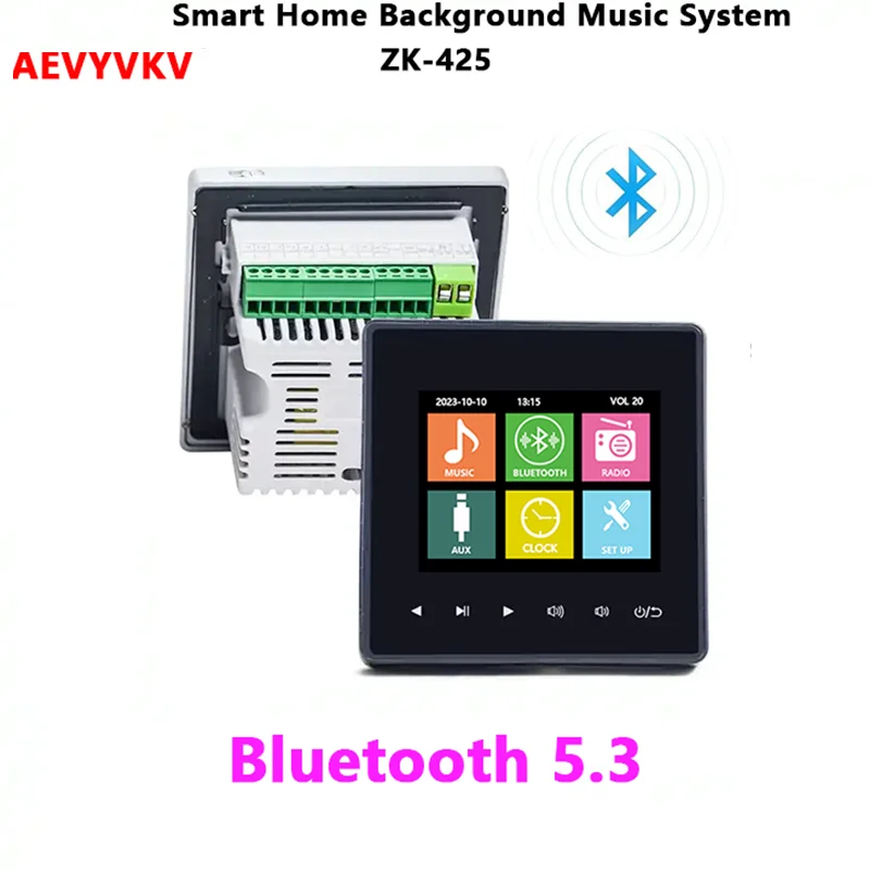 Настенный звуковой усилитель с поддержкой Bluetooth, звуковая система для домашнего кинотеатра, настенная стереосистема с поддержкой FM-радио, USB, для отеля, ресторана, жилого дома