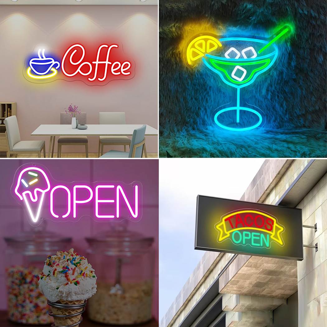 Luces LED de neón para comida y postre, lámparas de tacos para cóctel, helado de café, para restaurantes de comida rápida, aperitivos, Bar, decoración de pared