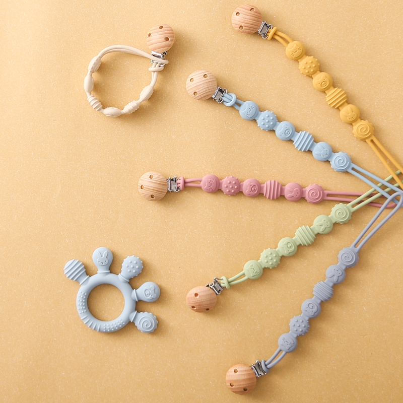 Baby Silikon Beißring Säugling Schnuller Kette Clip Food Grade Silikon Schnuller Kette Nippel Halter Baby Pflege Gute Zahnen Spielzeug