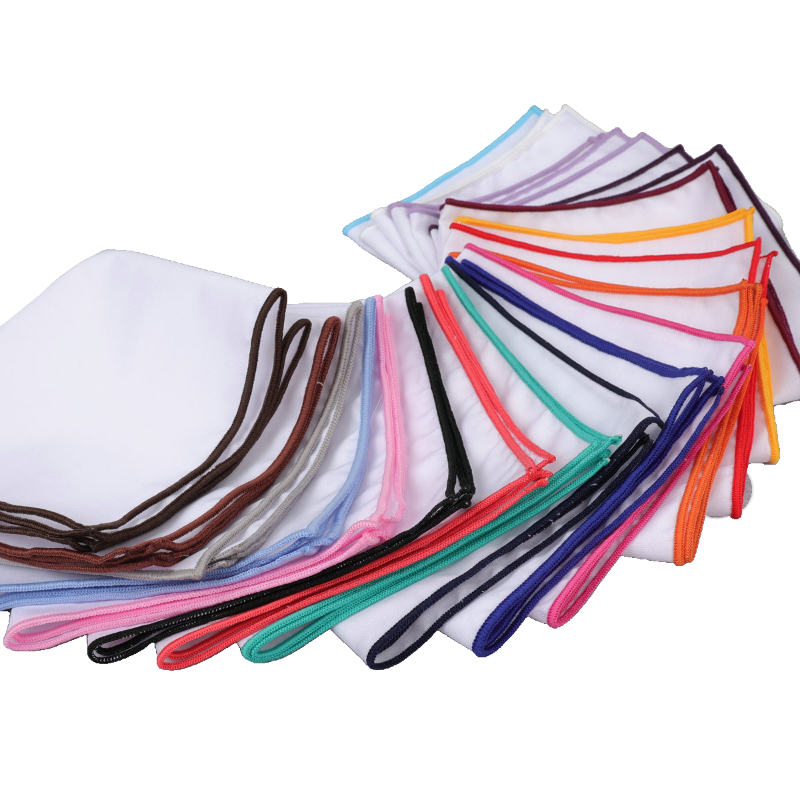 ผ้าเช็ดหน้าสีขาว23ซม. ของผู้ชายใหม่ขอบกระเป๋าสี่เหลี่ยมหลากสีสำหรับผู้ชายผู้หญิงปาร์ตี้งานแต่งงานเจ้าบ่าวชุดอุปกรณ์เสริมผ้าเช็ดหน้าสีดำ