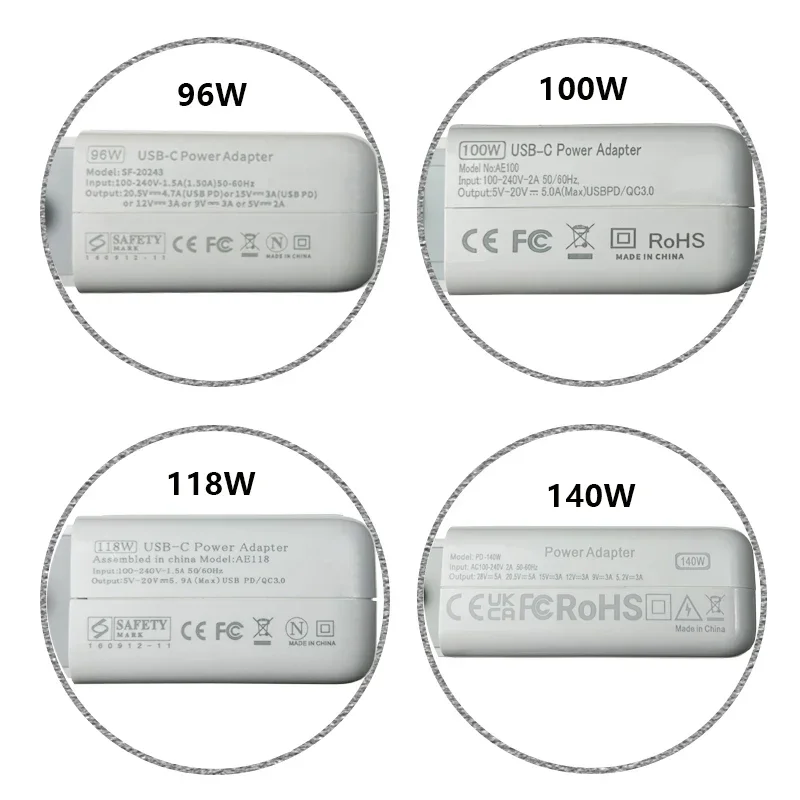 Type-c 30W 61W 87W 96W 100W 118W 140W Notebook Laptops Power Adapter  Fast Charger For MacBook Pro 12 inch 13 inch 2016 - 2022