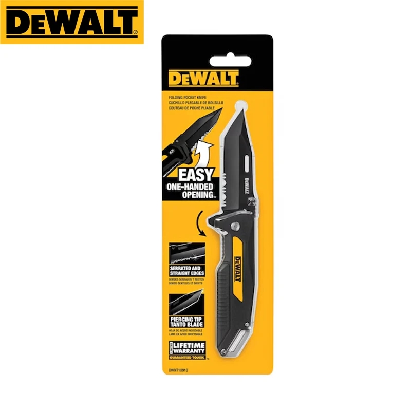 DEWALT DWHT10910 มีดพกพาพร้อม Ball-Bearing Assist พับแบบพกพาตัดตัดเครื่องมือ