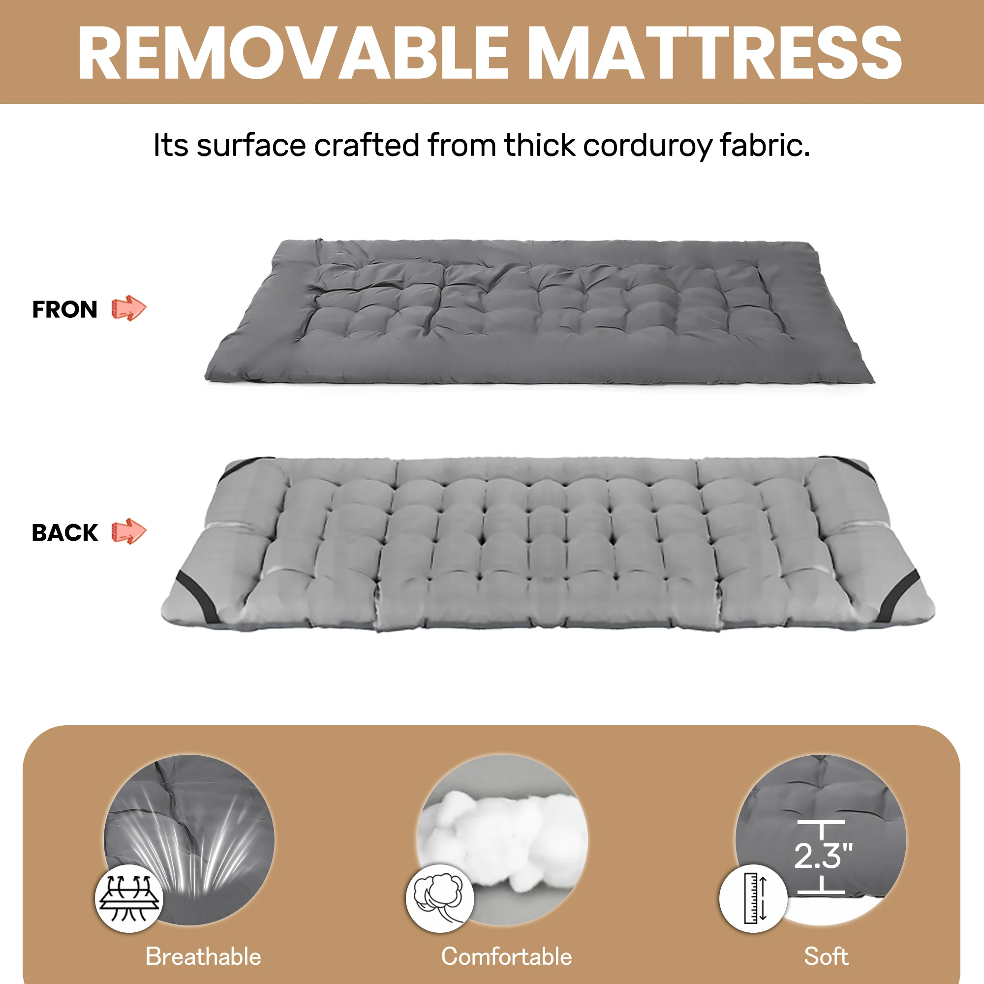Camas de acampamento dobráveis para adultos, cama de acampamento resistente e resistente com colchão grosso e macio, cama de dormir com tubos mais grossos e esponja
