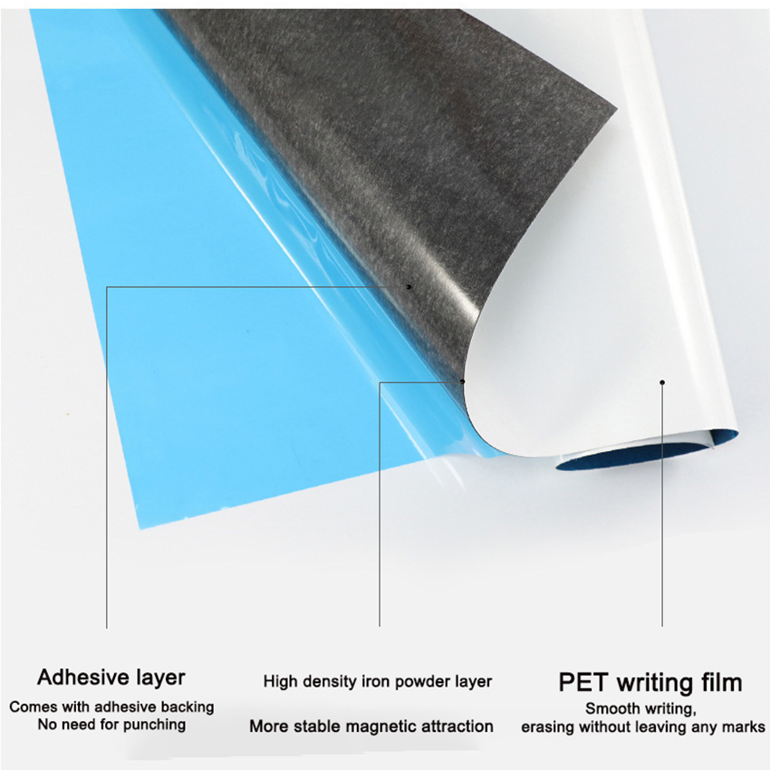 ホワイトボードステッカー粘着剤、22インチ x 36インチ 壁用磁気ドライイレースボード紙、大型ホワイトボード壁子供用ライティングボード