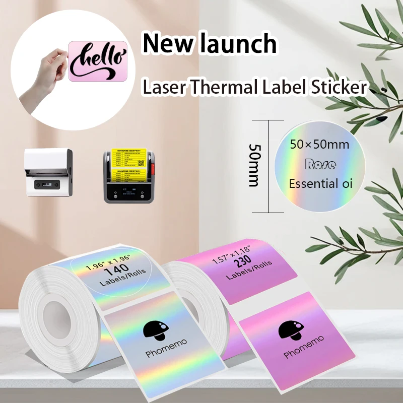 amazon sell fast Phomemo m110 laser colorful thermal label paper sticker 50mm*50mm for Address/Mailing/Logo/Business/Home tag